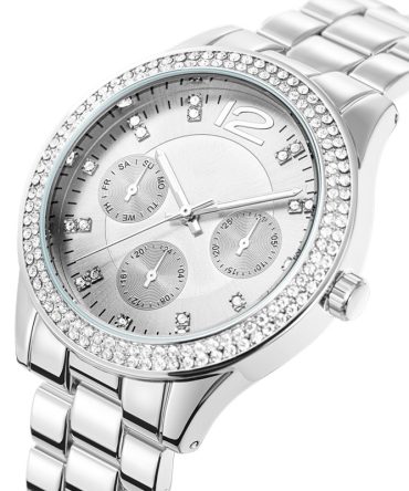 Fashion Three-Eye Watch Reloj De K0154L Diamond Silver Dial Wristwatches for